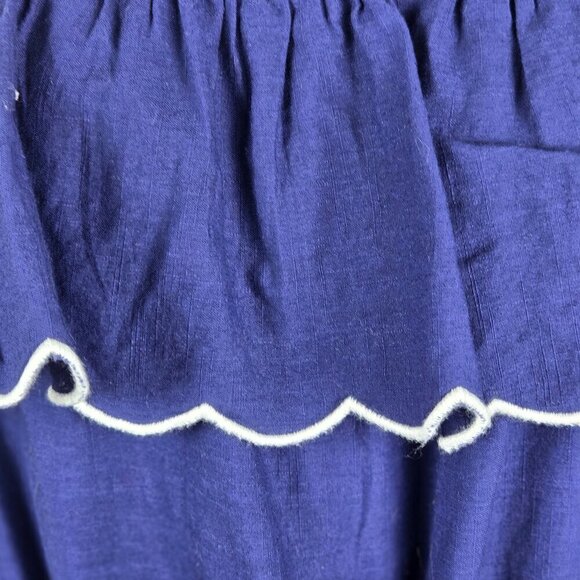 Vineyard Vines Size Small Strapless Romper Navy Blue White Scalloped Edges - Picture 2 of 11